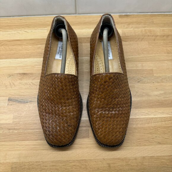 Yves Saint Laurent Tan Woven Leather Slip-On Loafers main image 9